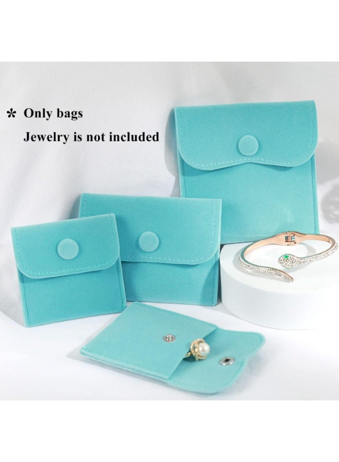 10 قطع حقائب مجوهرات مخملية كبيرة مع زر غلق - حقائب تخزين وهدايا محمولة بالأزرق الأنيق - Image 2